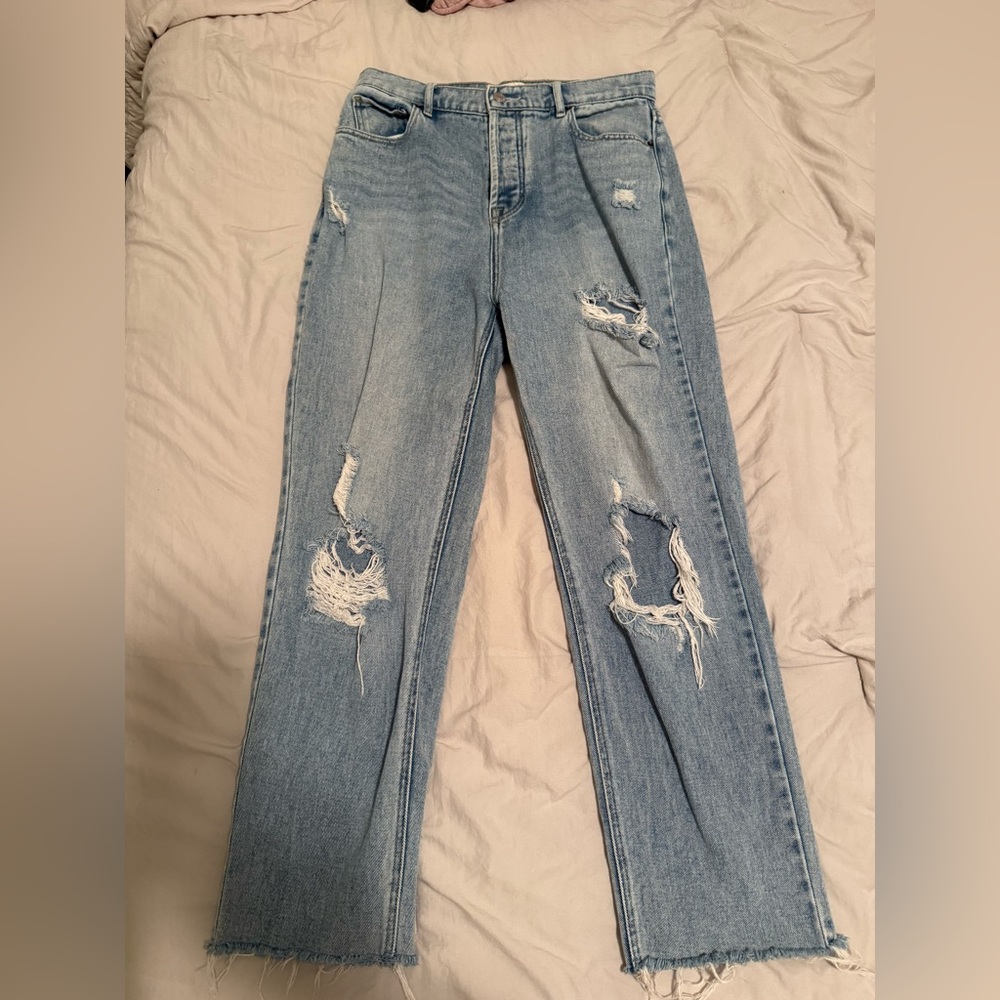 PacSun Light Blue Distressed Straight Leg Jeans
